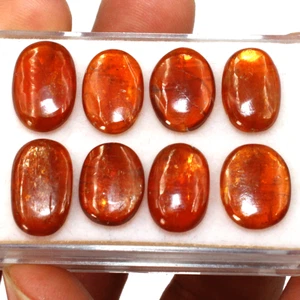 Lotto 8 pezzi pietre preziose cabochon ovali cianite arancione naturale alta qualità 12,8 mm-15 mm - Foto 1 di 12