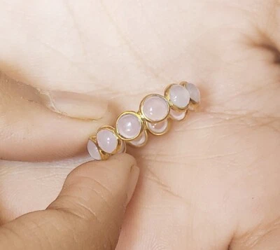 Anillo Banda Eternidad Cuarzo Rosa Natural - Anillo Hecho a Mano Oro Sólido 18k Foto 1 de 3