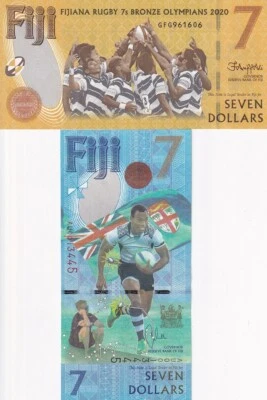 SET 2 UNC Fiji 7 Dollars 2017 2022  P 120 122 Commemorative UNC - Image 1 of 2