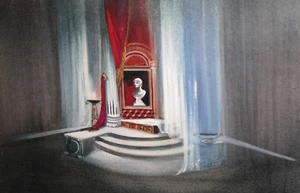 Vintage gouache painting theatre stage collage - Picture 1 of 12