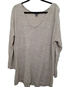 Suéter de mujer Eddie Baur beige tejido pescador cuello en V manga larga talla XL - Imagen 1 de 9