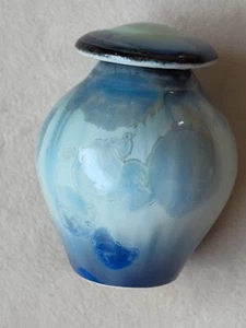 Seltenes Bill Campbell Keramik Mini Ingwer Glas Kristallglasur Blau 2,5"×2" - Bild 1 von 8