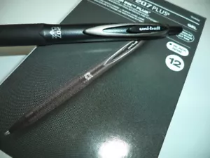 12 UNI-BALL 207 Plus + Retractable Gel Pens Medium Point 0.7mm Black 70462 NIB - Picture 1 of 4