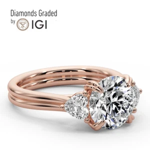 IGI Certified 3.00 CT Round Diamond Engagement Ring E VS2 18k Rose Gold - Picture 1 of 12