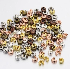 50 KRÄUSELN ABDECKUNG PERLEN 4 mm FARBENGEMISCHT SCHMUCKHERSTELLUNG ZUBEHÖR AJ10 - Bild 1 von 3