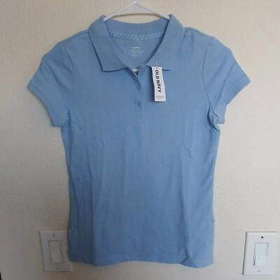 Old Navy Sky Blue Girl School Uniform  Polo Shirt Top Size  10/12 - Image 1 of 4