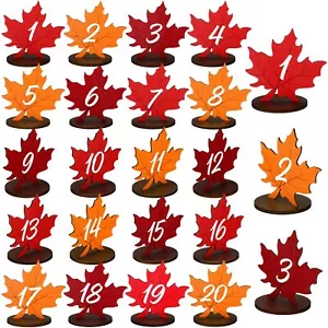 GlikCeil 20 Pcs Fall Wedding Wooden Table Numbers 1-20 Rustic Table Numbers f... - Picture 1 of 7