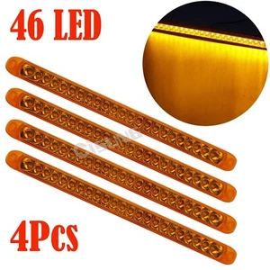 4 X Amber 46 LED 17" Stop Turn Signal Clearance Truck Trailer Light Bar Surface - Bild 1 von 7