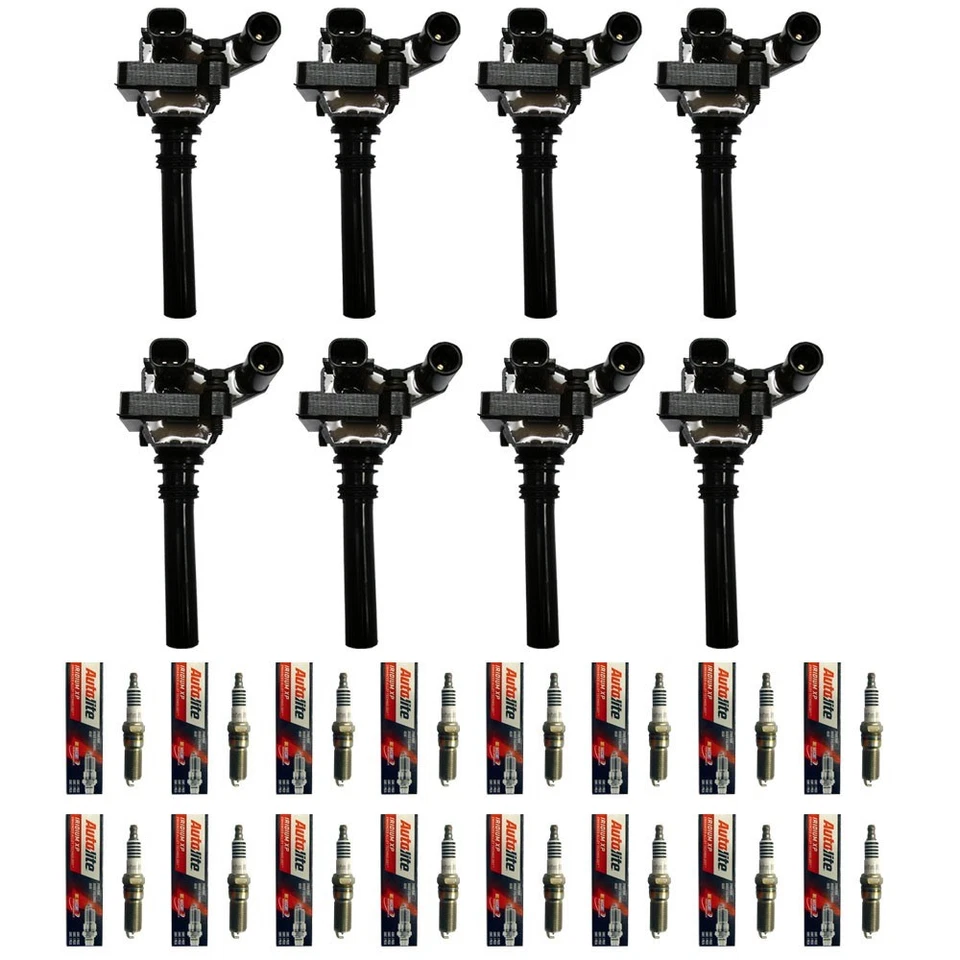 Autolite XP5263 Iridium XP Spark Plugs (16) + (8) Premium Ignition Coils UF378 - Imagem 1 de 3