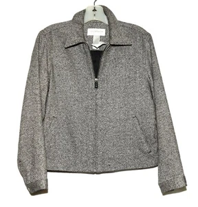 Liz Claiborne Lizsport Black White Silk Blend Tweed Womens Jacket Size PS NWT - Picture 1 of 12