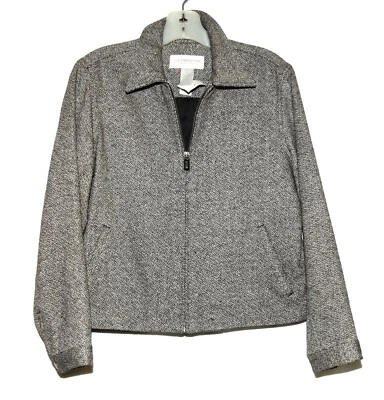 Liz Claiborne Lizsport Black White Silk Blend Tweed Womens Jacket Size PS NWT - Image 1 of 4