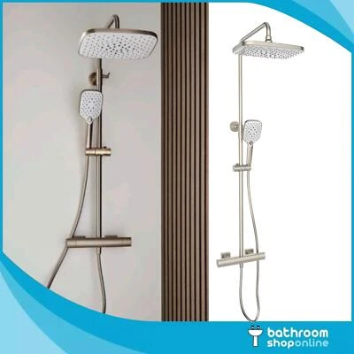 K VIT Brushed Nickel Shower Drench Overhead Mixer Shower Thermostatic Slide Rail Twin