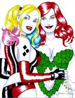 Poison Ivy & Harley Quinn Original Comic Art Color Sketch 11 On Card Stock