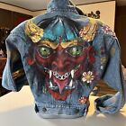 VTG Trussardi denim jacket Custom Painted Hannya Demon Made In Japan Scoville