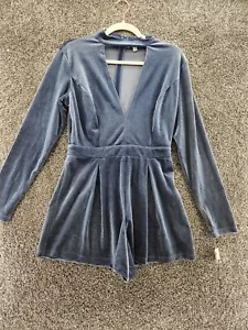 Socialite Small Blue Velour Long Sleeve Short Romper nwt 15.6416 - Picture 1 of 6