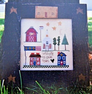 PRIMITIVE VILLAGE Counted Cross Stitch Chart by Fanci That  - Picture 1 of 2