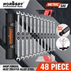 HORUSDY 48Pc Ratchet Spanner & Hex Key Metric SAE Allen Key W/T Rolling Pouch