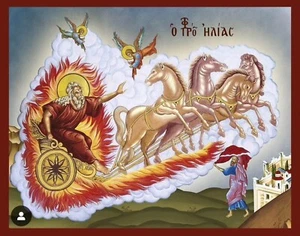 10 1/4" Prophet Elijah & Prophet Eliseus Elisha Greek Orthodox Icon 26cm - Picture 1 of 1