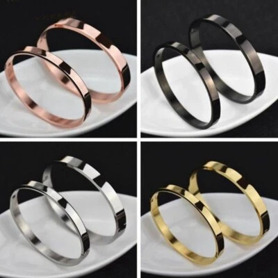 Pulseras simples de acero inoxidable de 4 mm/6 mm/8 mm brazaletes de metal pulsera joyería para hombre Foto 1 de 4