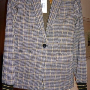 Summum Woman Luxury Jersey #733 Cappucino Check Plaid Blazer Jacket USA Size XS - Picture 1 of 13