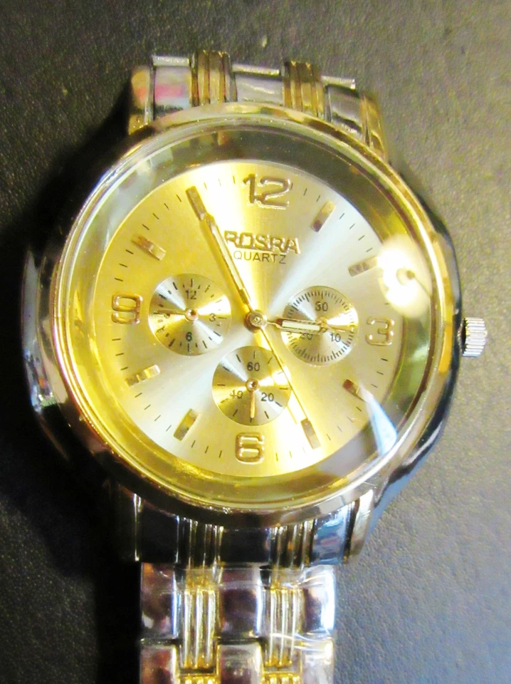 watch faux gold multi Dial Stainless Steel wristwatch jewelry chonographic - Image 1 of 2
