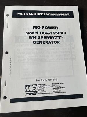 DCA-15SPX3 Generator MQ Multiquip Parts List operation book Manual catalog shop - Image 1 of 4