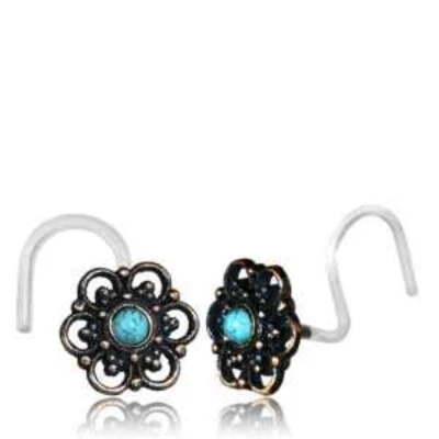 ANEL DE NARIZ TRIBAL MANDALA BIOPLAST 20G BRONZE ROSA NARIZ PINO ORELHA PEDRA TURQUESA  - Imagem 1 de 3