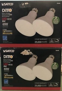 4-SATCO DITTO 8W BR30 LED 650Lm 2700K Warm White Dimmable Bulb  65w Equivalent - Picture 1 of 3