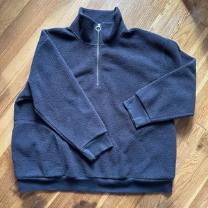 Ava & Viv Damen 1X schwarz (Übergröße) Sherpa 1/4-Reißverschluss Sweatshirt mit Stehkragen - Bild 1 von 5