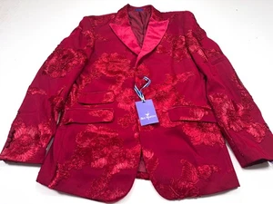 BLU MARTINI Herren Medium Rot All Over Floral Blumen Party Jacke Blazer NEU Neu mit Etikett - Bild 1 von 6