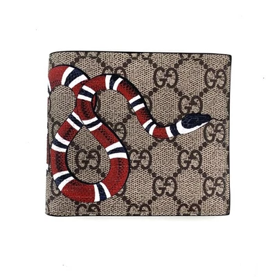 Cartera Gucci GG Monograma King Estampado Serpiente Pequeña Doble Plegable Beige Foto 1 de 4