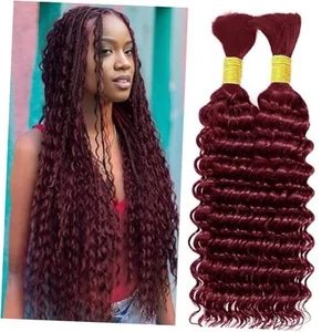 Deep Wave Human Braiding Hair for Boho Braids 2 Bundles Total 100g 20 Burgundy - Picture 1 of 8
