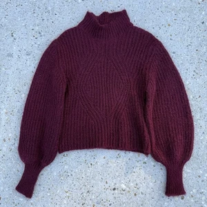 Maglione misto mohair donna grande rosso ritagliato manica lunga gemelli Made in Italy - Foto 1 di 7
