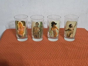 Menge 4 Vintage Nude Frech Striptease Longdrinkgläser 5"H - Bild 1 von 7