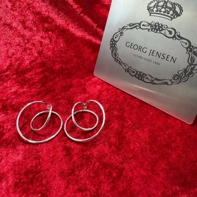 Brincos autênticos Georg Jensen Alliance Ear Cuff prata esterlina 925 usados do Japão - Imagem 1 de 4