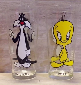 VINTAGE 1973 PEPSI LOONEY TUNES SYLVESTER TWEETY VOGEL TRINKGLAS TASSE CARTOON - Bild 1 von 5