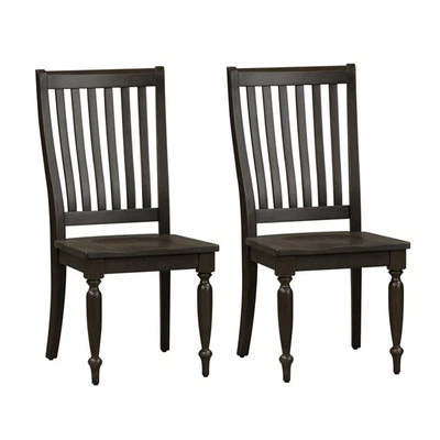 Harvest Home Black Slat Back Side Chair (RTA)-Set of 2 - Image 1 of 4