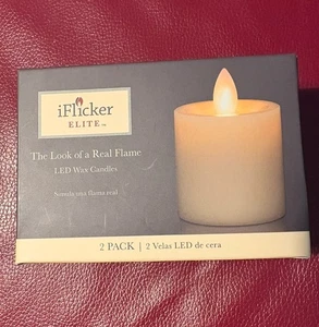 NEU - 2er Pack iFlicker Elite LED Wachskerzen - 2” x 2” - Batterien. Inklusive - Weihnachten - Bild 1 von 5