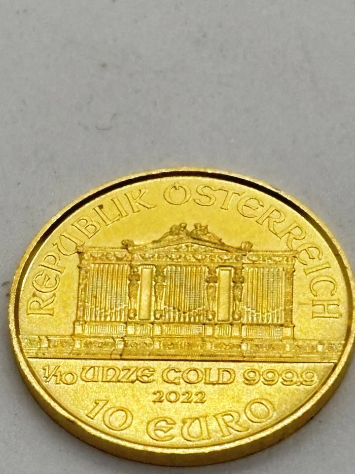 2022 Austria 10 Euro 1/10oz Gold Philharmonic UNC .999 Gold Special   #14512 - Image 1 of 3