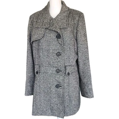 Worthington Coat Womens XL Tweed Black Gray Flecked Wool Heavy Winter Wear - Image 1 of 4