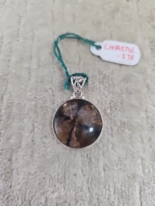 Beautiful Round Chiastolite (Cross Stone) Pendant 11.4 Gm - Picture 1 of 4