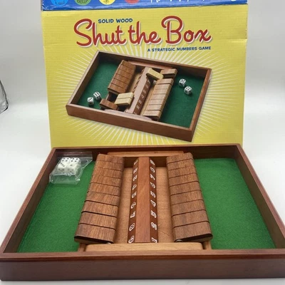 Shut-the-Box Double Side Dice Game Wooden Box - Image 1 of 3