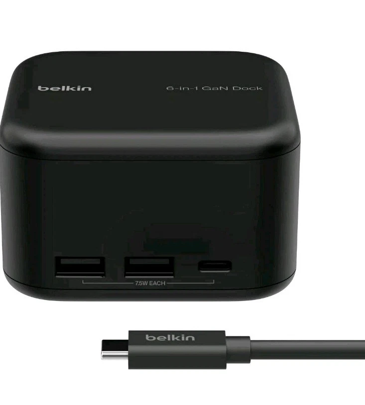 Belkin  USB-C 6-in-1 Core GaN Docking Station - Black INC018 - Image 1 of 4