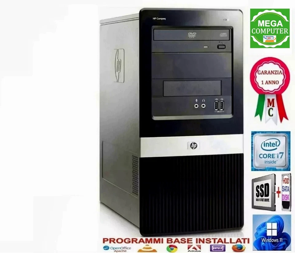 COMPUTER HP CPU INTEL CORE i7 2600 SSD 16 GB RAM WINDOWS 11 - Imagen 1 de 1