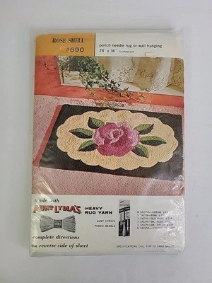 Aunt Lydias #690 Rose Shell Rug Punching Pattern Vtg Floral 24 X 36 - Image 1 of 4