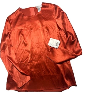 Camicetta Doncaster nuova con etichette misto seta e spandex con cerniera setosa moderna classica taglia USA 12 - Foto 1 di 20