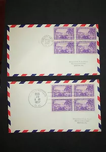 3c TWO BLK 4 VERGIN ISLANDS AIR MAIL ENV./SCOTT #802 - Picture 1 of 1