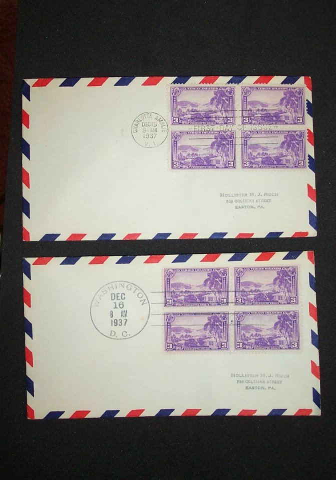 3c TWO BLK 4 VERGIN ISLANDS AIR MAIL ENV./SCOTT #802 - Image 1 of 1