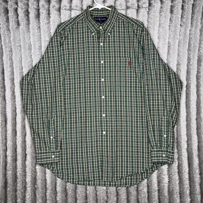 Рубашка на пуговицах мужская Ralph Lauren Blake L зеленая клетчатая с красным логотипом с длинным рукавом - Изображение 1 из 4