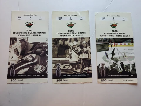 Minnesota Wild 2003 Playoff Ticket Stubs Lot of 3 One From Each Series Cover